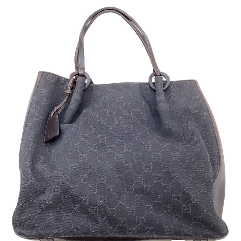 Gucci tote bag GG monogram canvas leather Denim Blue